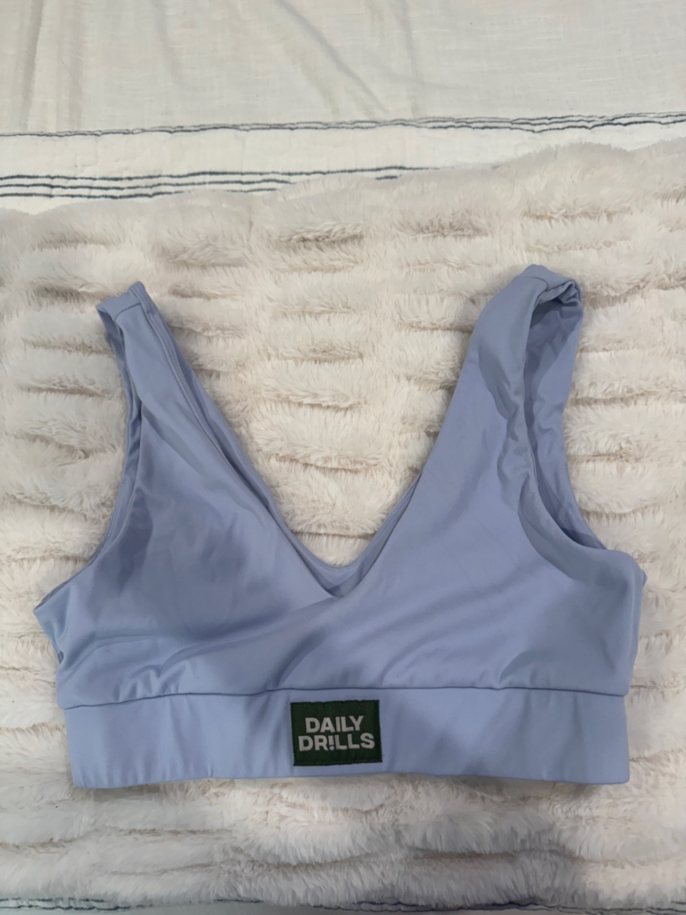 Daily Drills Go! V-Neck Light Blue Sports Bra and Biker Shorts